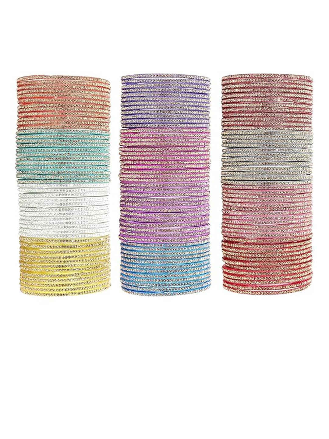 NMII Set Of 12 Stone-Studded Bangles, Purple