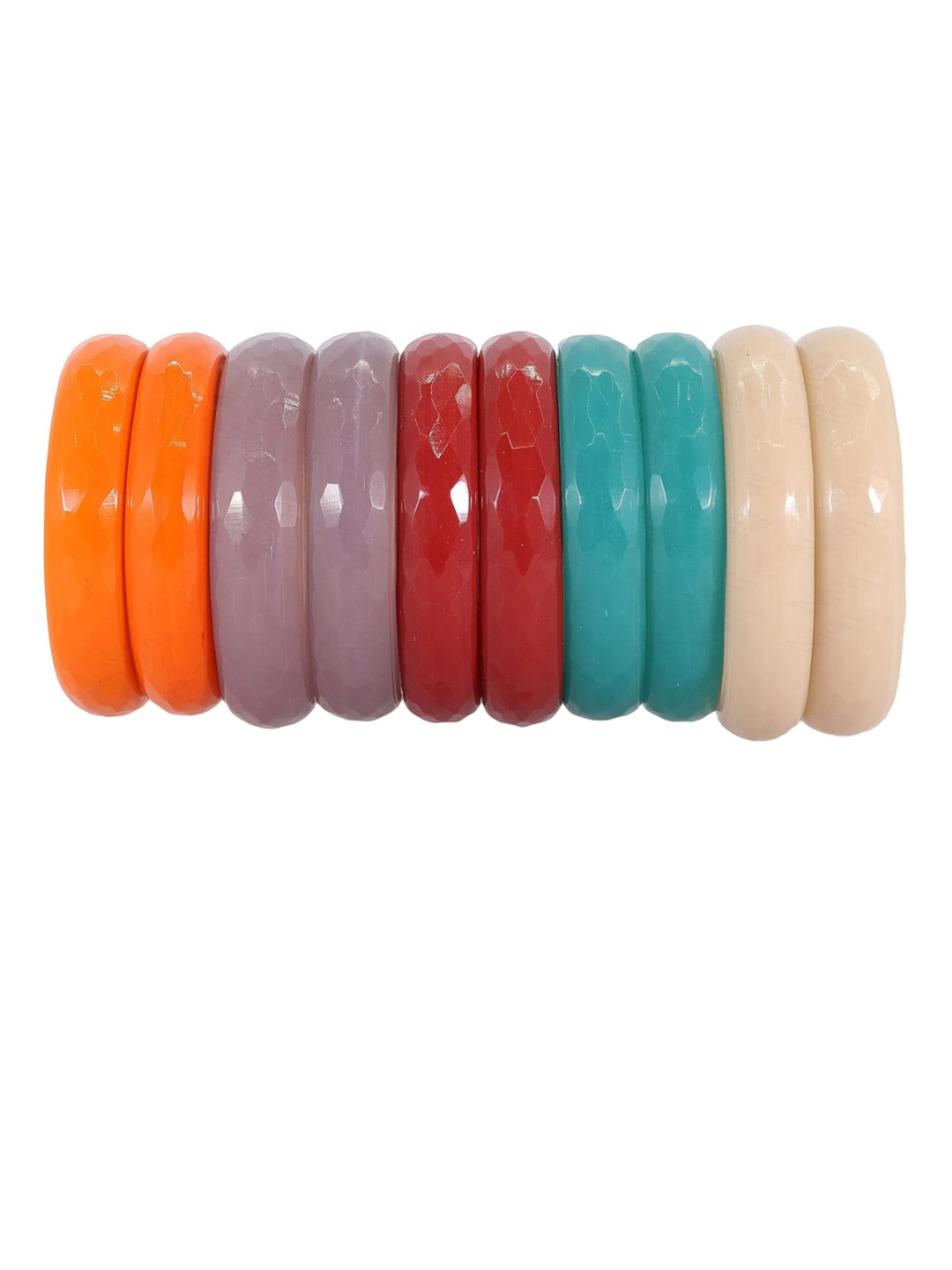 

NMII Set Of 10 Diamond Pattern Glass Bangles, Orange