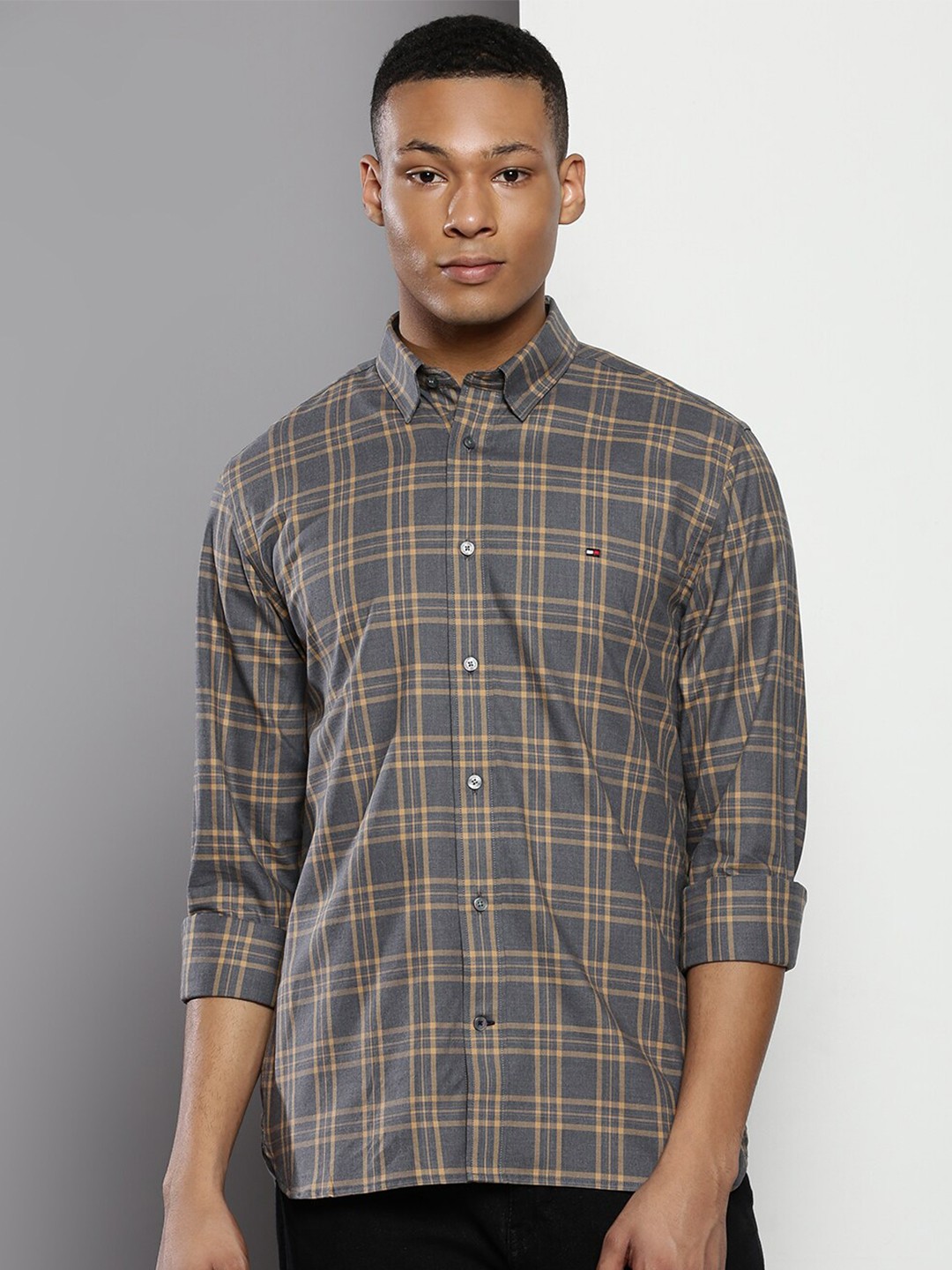 

Tommy Hilfiger Tartan Checked Pure Cotton Casual Shirt, Grey