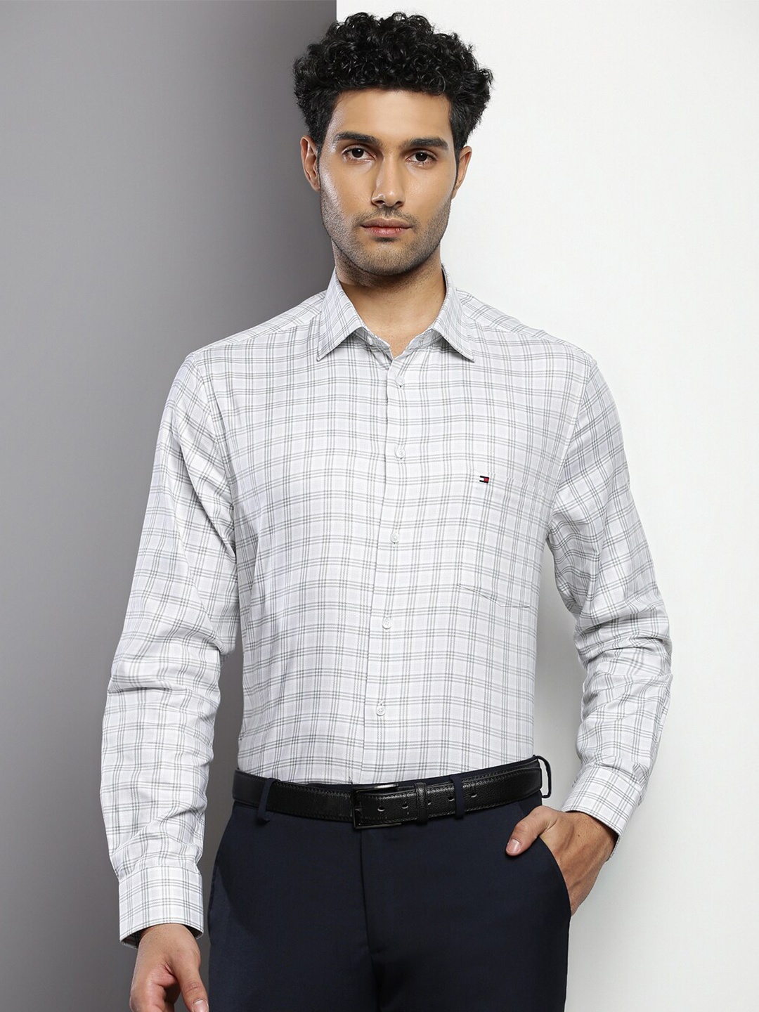 

Tommy Hilfiger Tartan Checked Cotton Formal Shirt, White