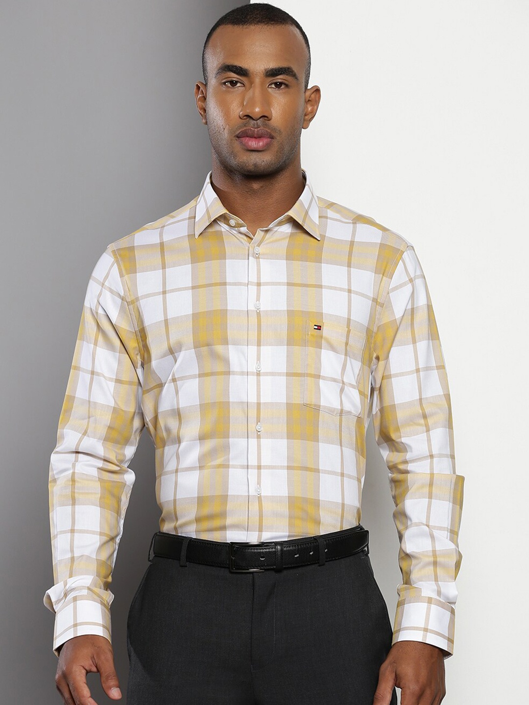 

Tommy Hilfiger Tartan Checked Cotton Formal Shirt, Yellow