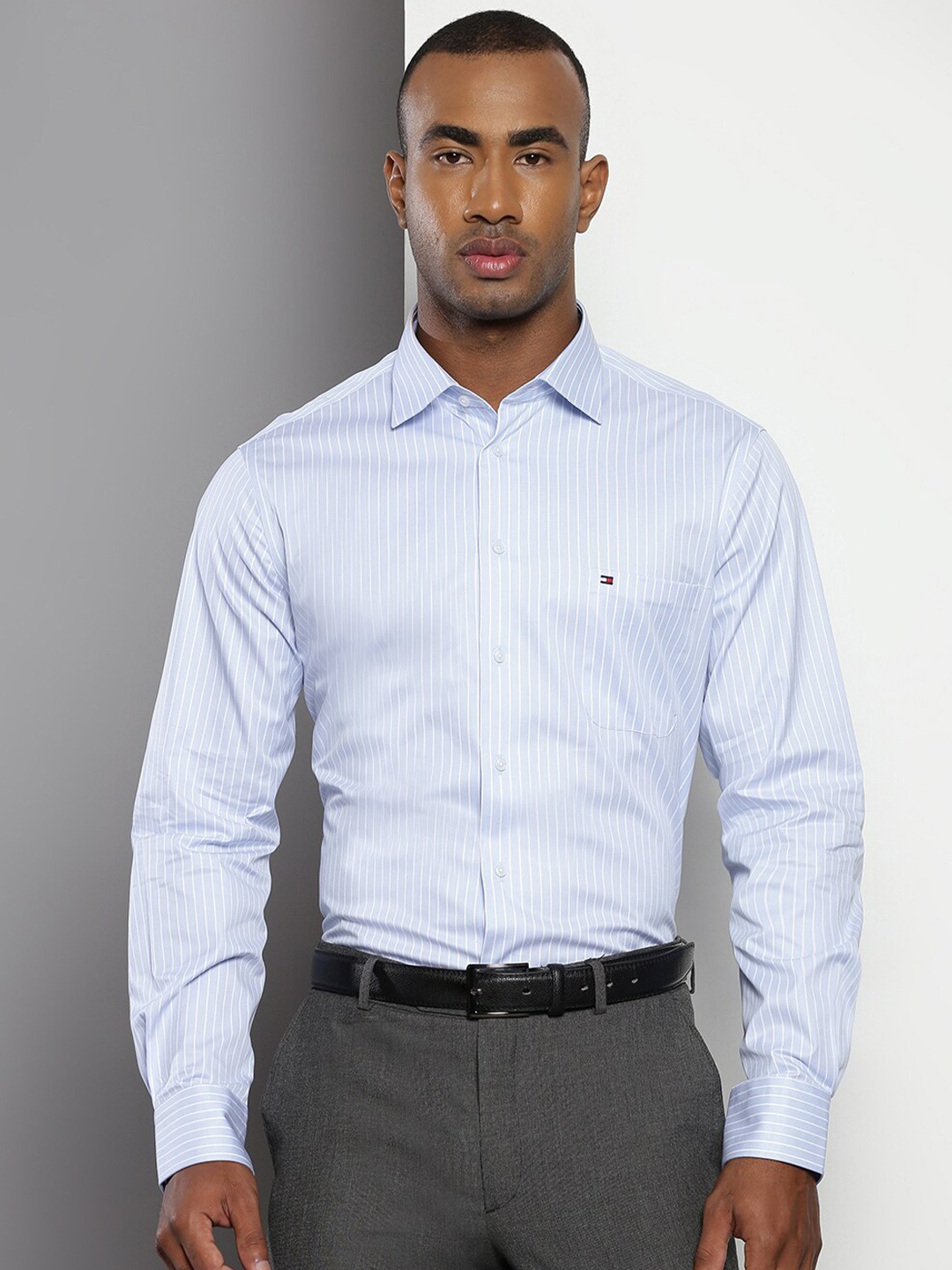 

Tommy Hilfiger Striped Classic Cotton Formal Shirt, Blue