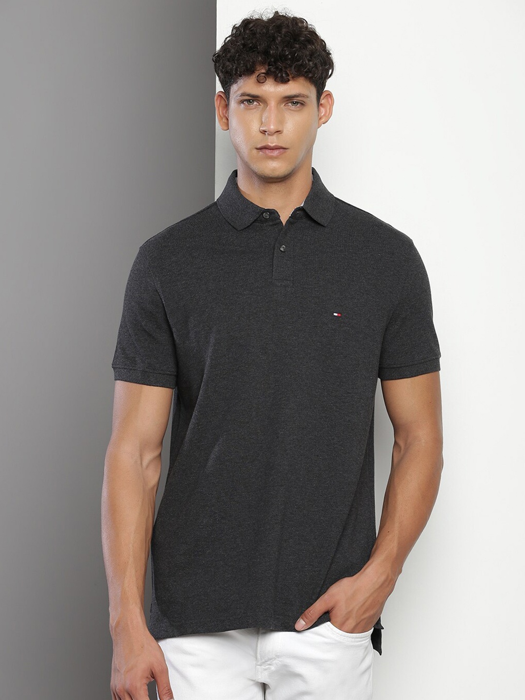 

Tommy Hilfiger Polo Collar Cotton T-shirt, Grey