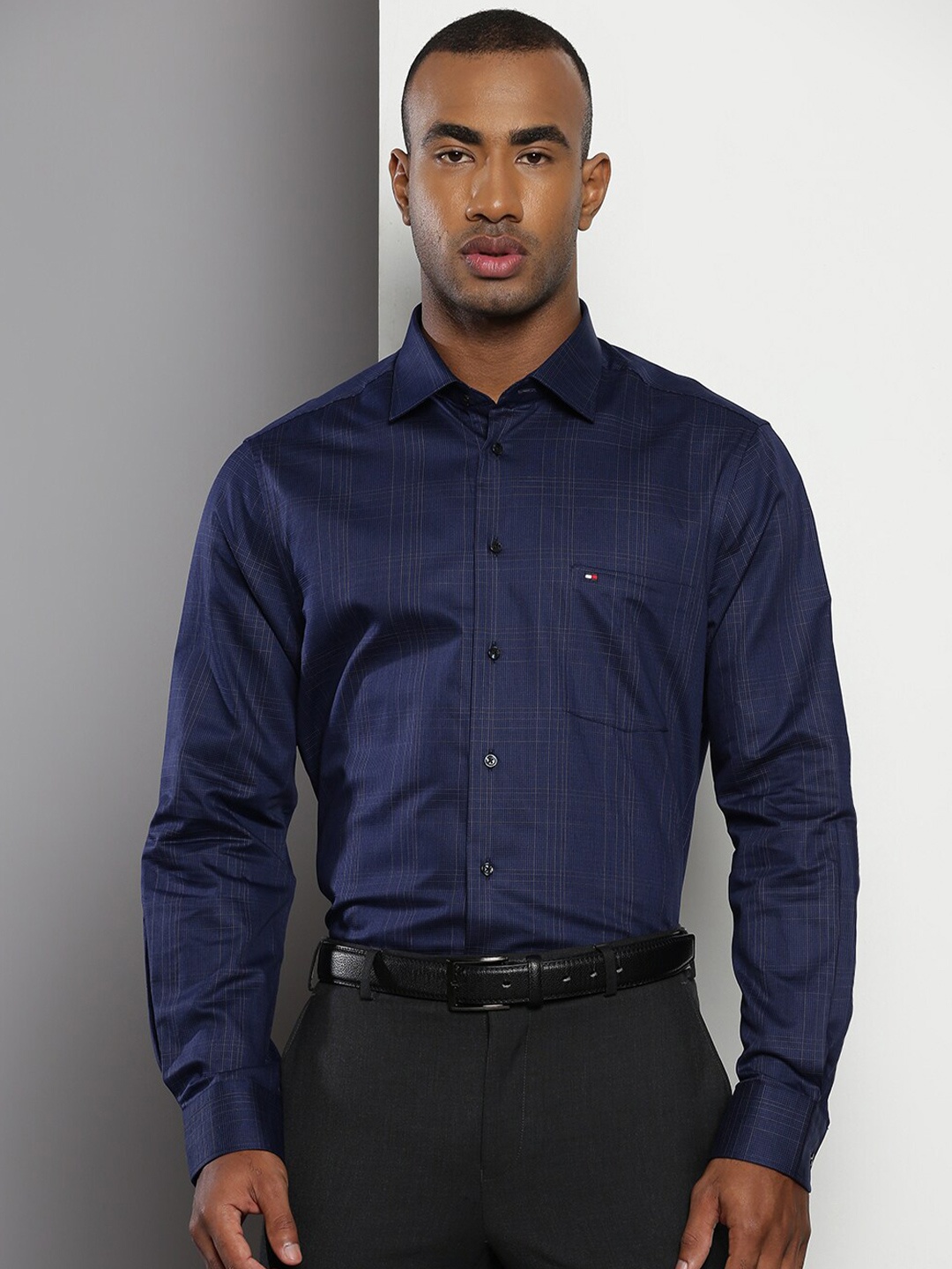 

Tommy Hilfiger Checked Classic Cotton Formal Shirt, Navy blue
