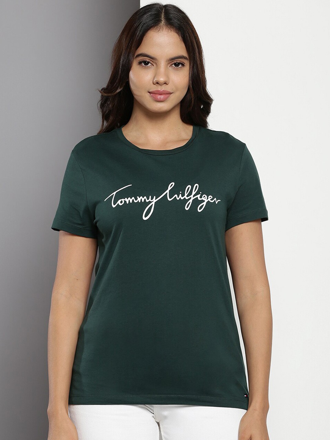 

Tommy Hilfiger Typography Round Neck Cotton Regular T-shirt, Green