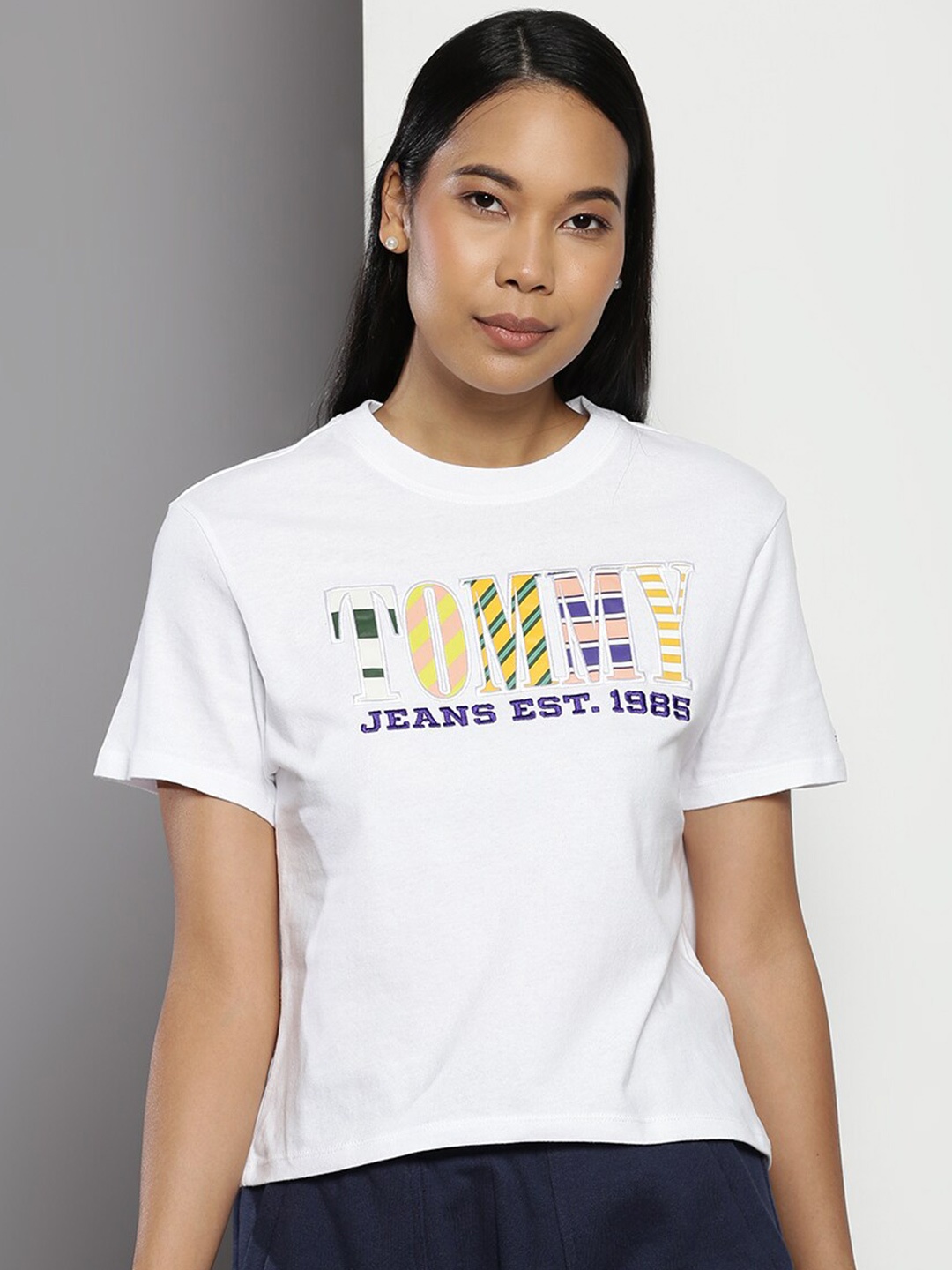 

Tommy Hilfiger Typography Printed Cotton T-shirt, White