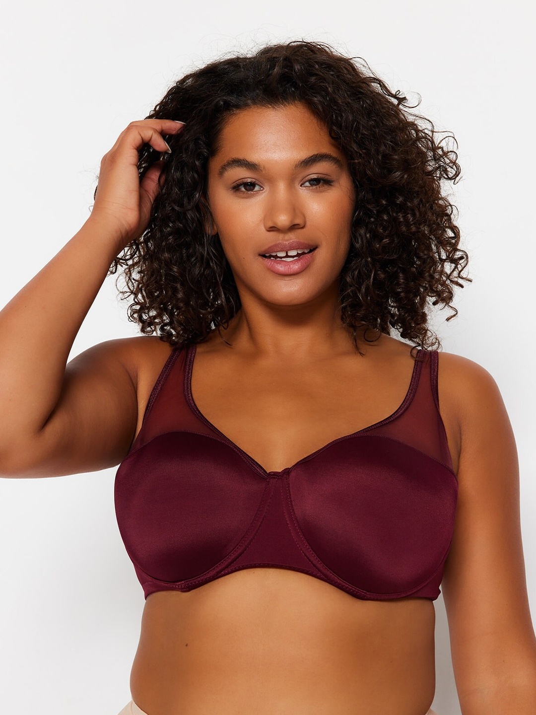 

Trendyol Full Coverage Underwired Lightly Padded Bra With All Day Comfort, Burgundy