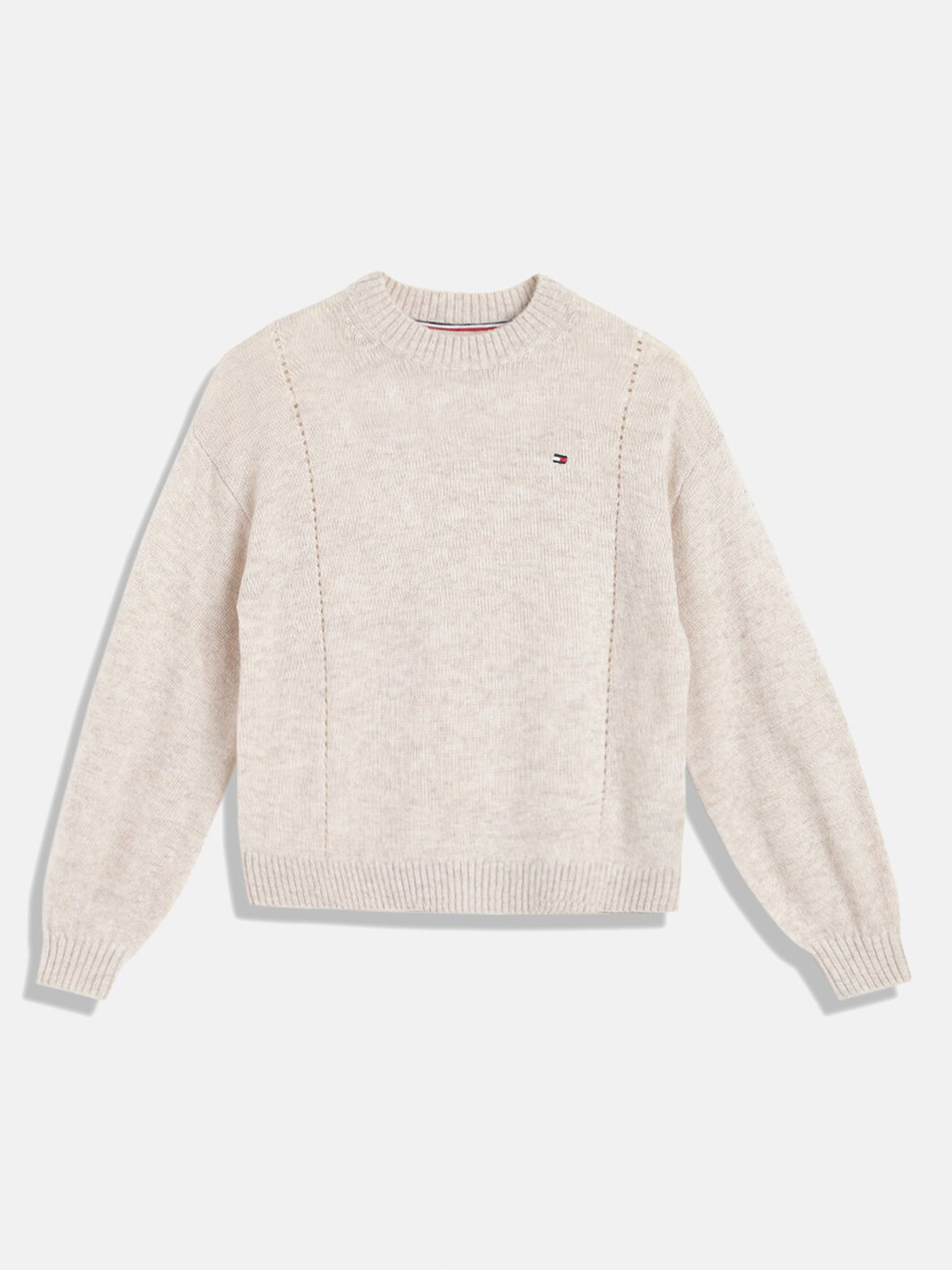 

Tommy Hilfiger Girls Round Neck Wool Pullover, Brown