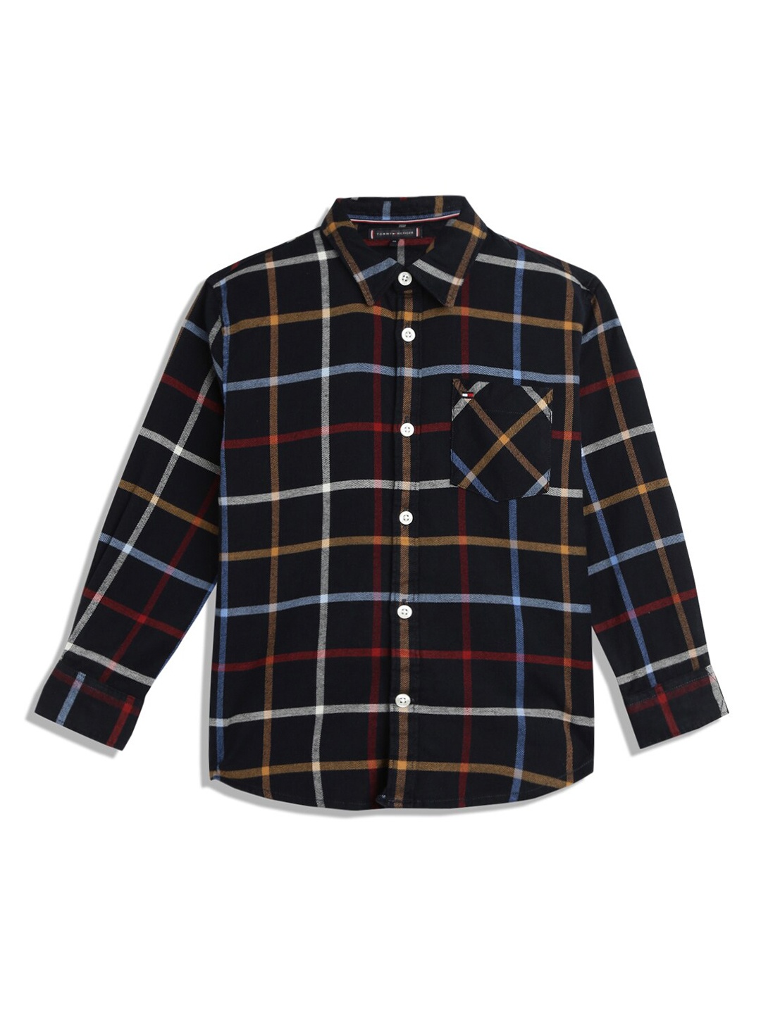 

Tommy Hilfiger Boys Windowpane Checked Pure Cotton Casual Shirt, Blue