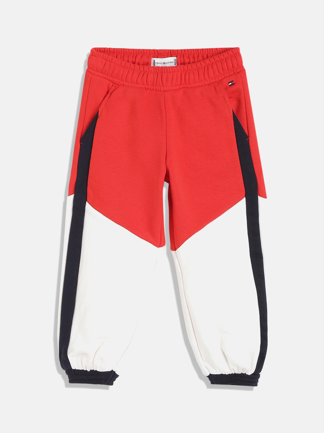 

Tommy Hilfiger Girls Colourblocked Cotton Mid-Rise Jogger, Orange