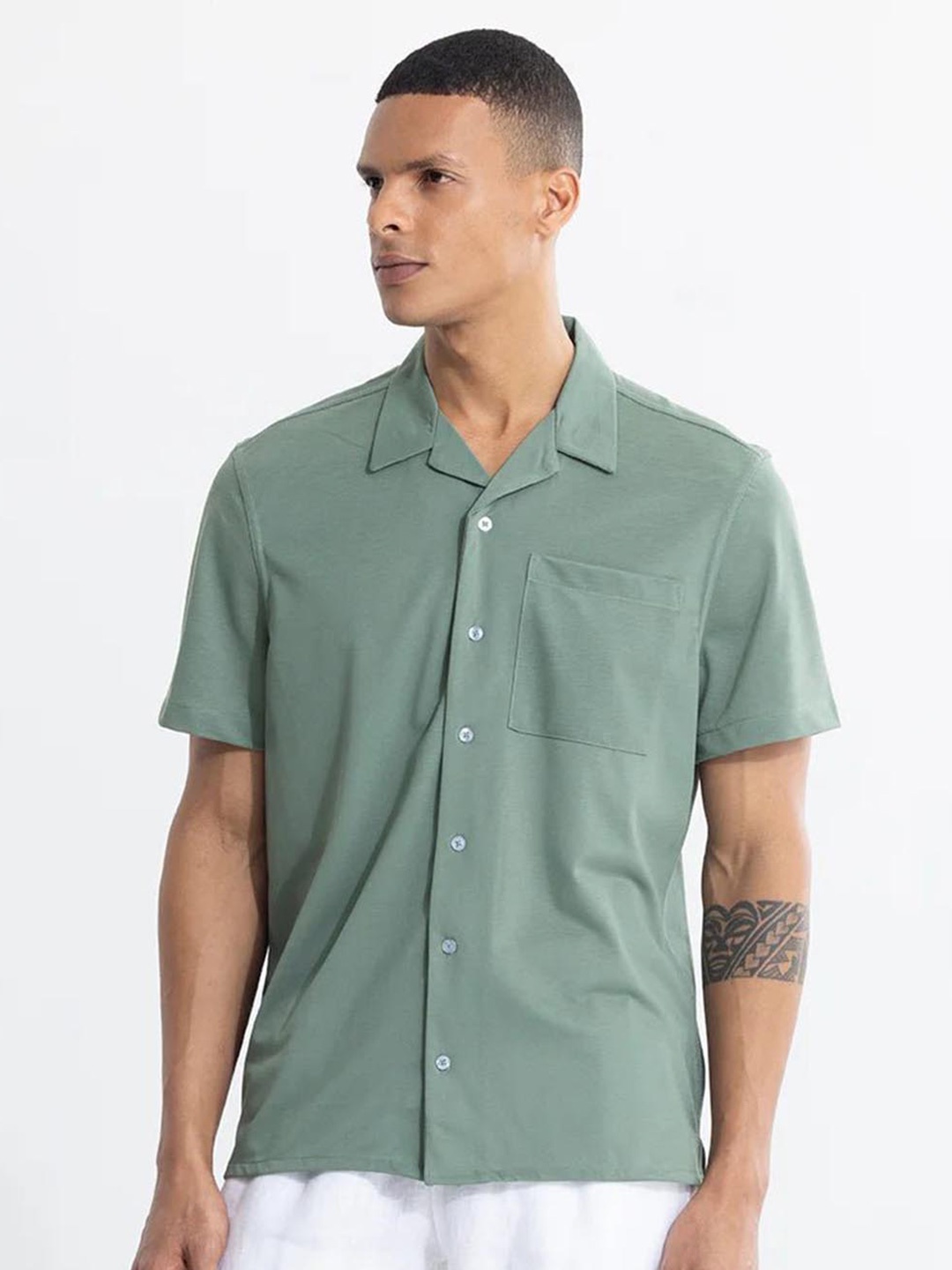 

Snitch Classic Pure Cotton Casual Shirt, Green
