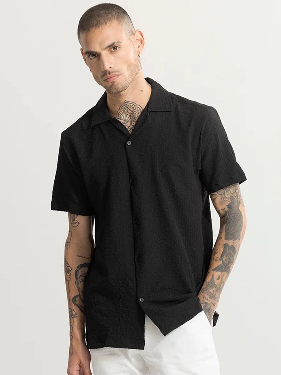 

Snitch Classic Oversized Casual Shirt, Black
