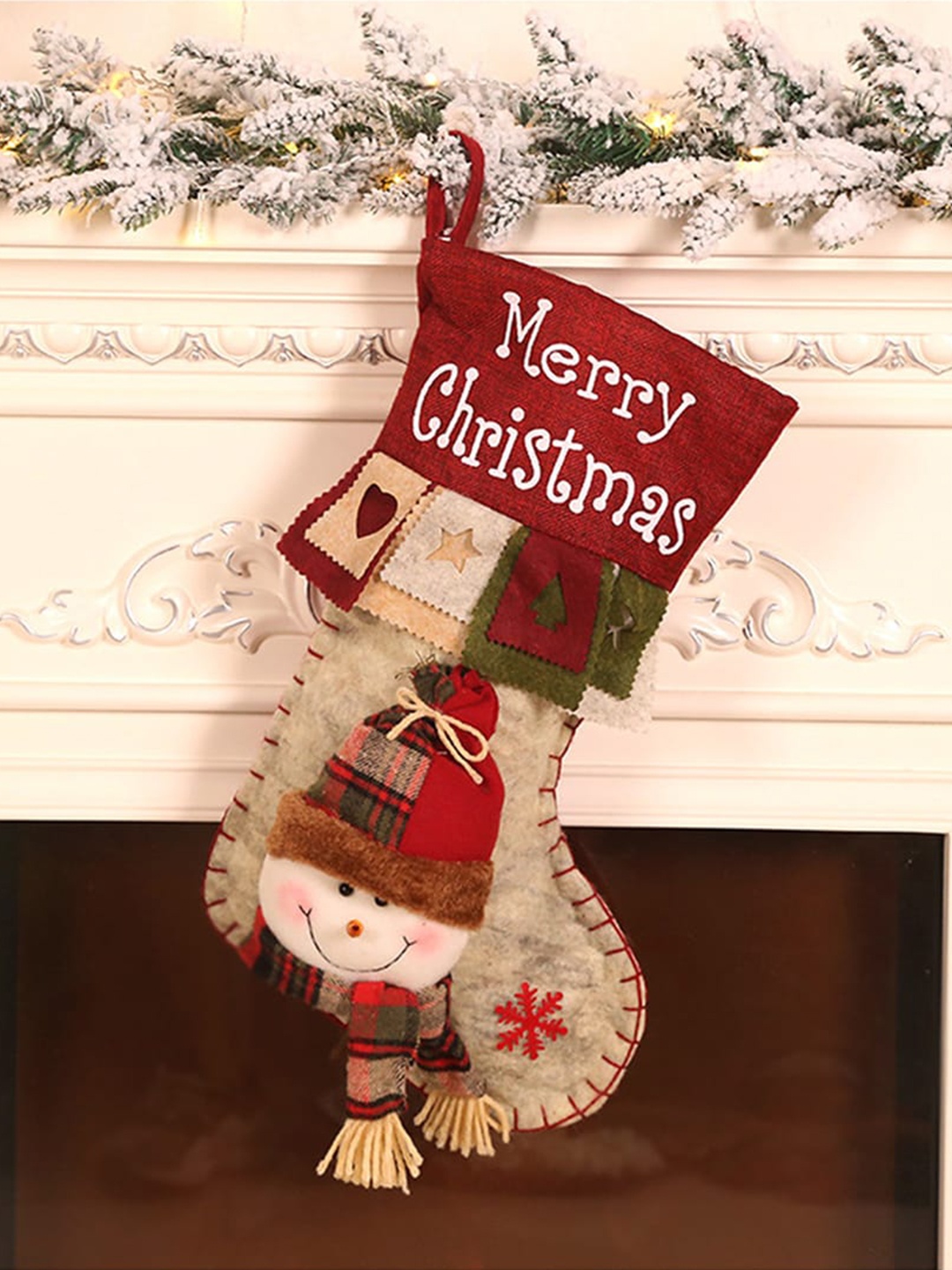 

Little Surprise Box LLP Red & Beige Bunting Stocking Olaf Christmas Festive Decor