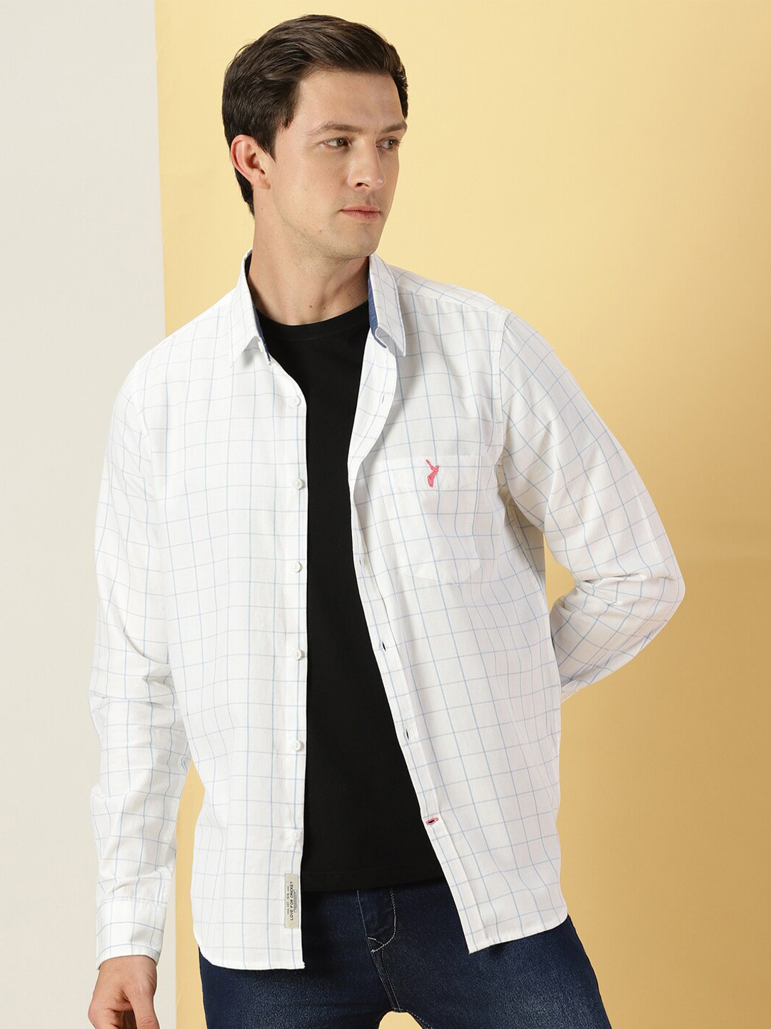 

Thomas Scott Classic Slim Fit Grid Tattersall Checked Pure Cotton Casual Shirt, White