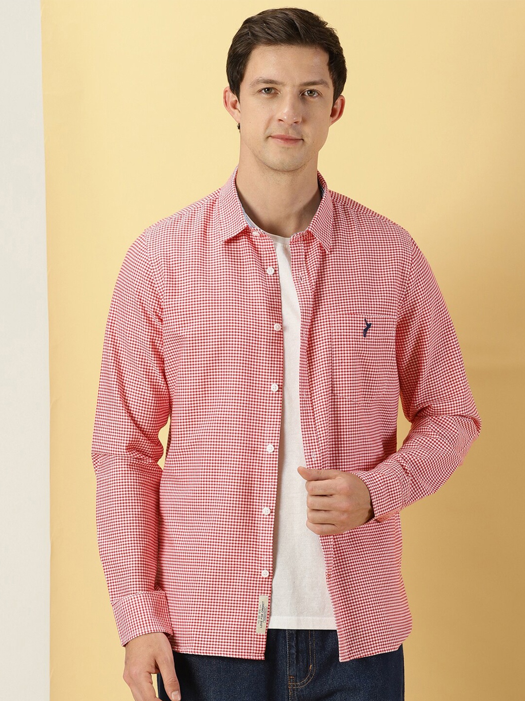 

Thomas Scott Classic Slim Fit Micro Checked Pure Cotton Casual Shirt, Red
