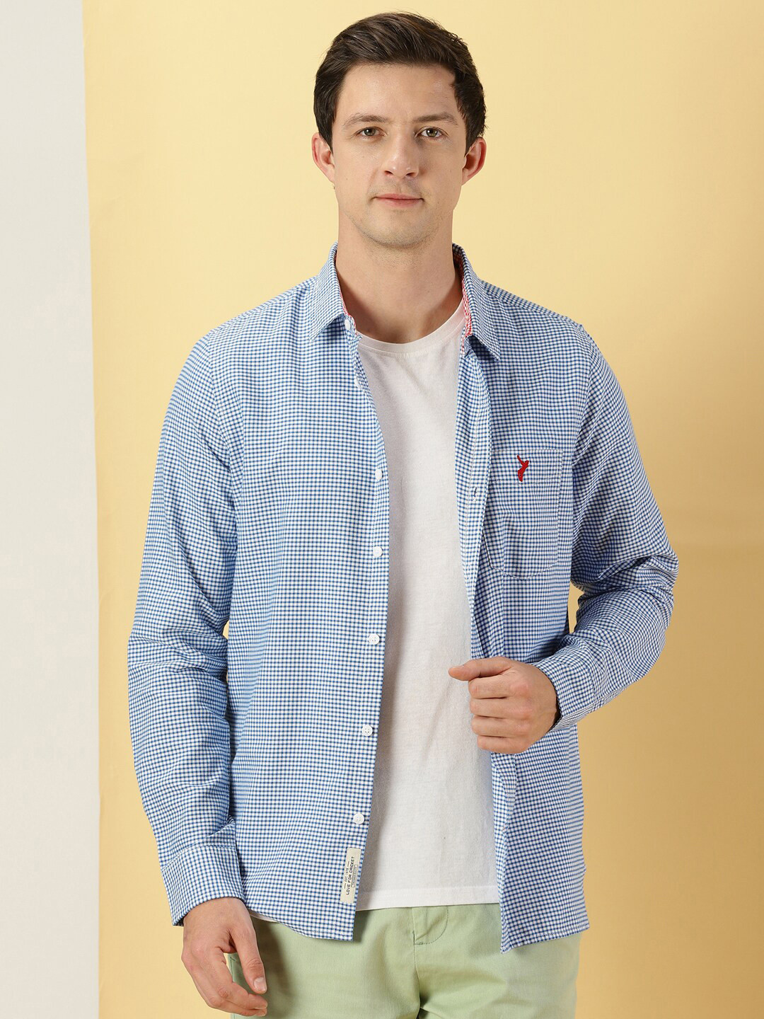 

Thomas Scott Classic Slim Fit Micro Checked Pure Cotton Casual Shirt, Blue