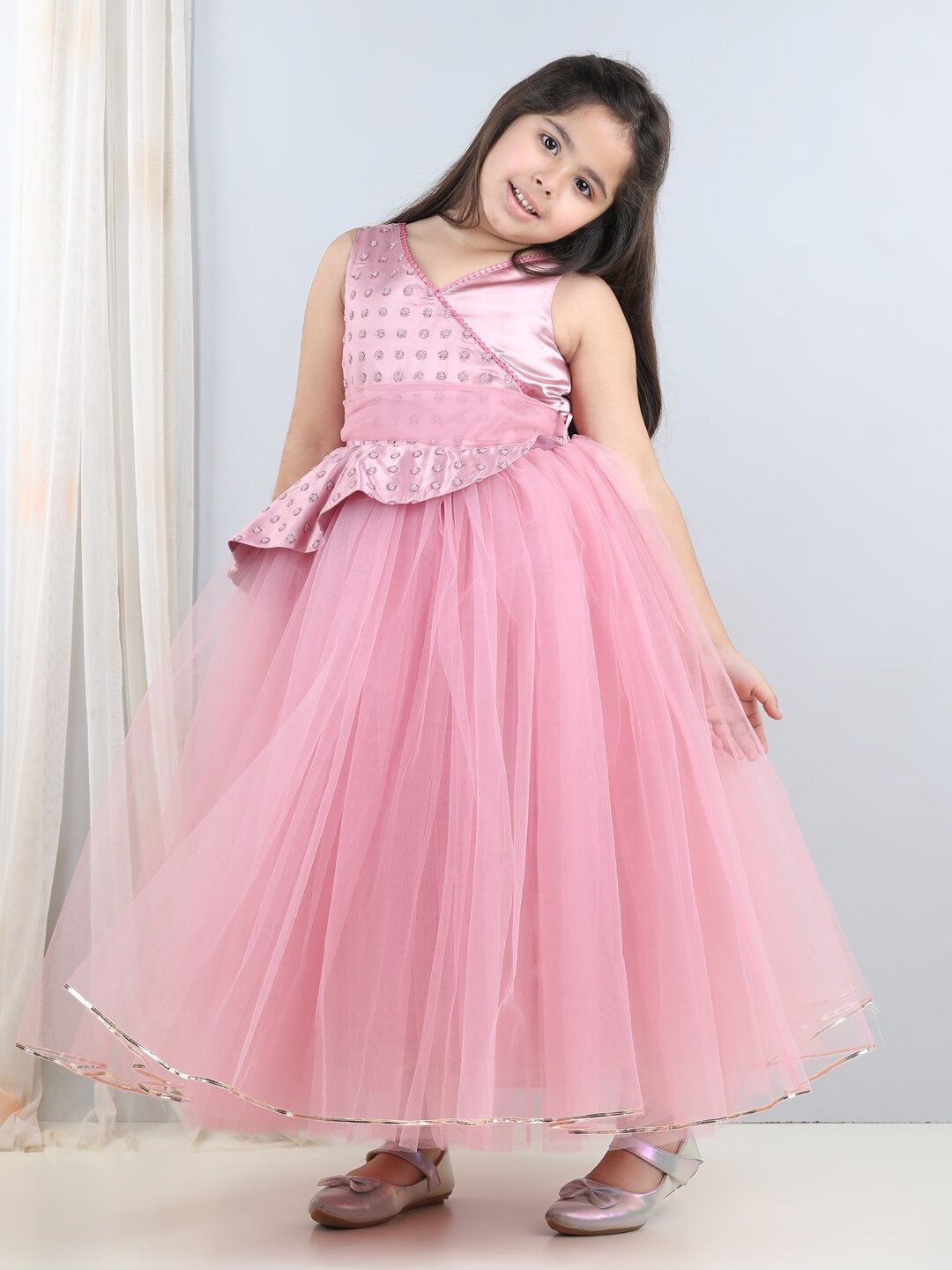 

Toy Balloon kids Girls Net Fit & Flare Maxi Dress, Pink