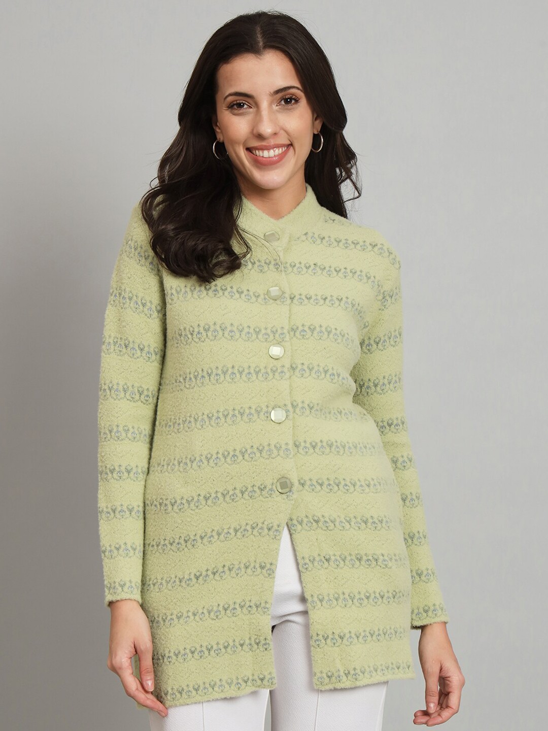 

Chemistry Self Design Woollen Longline Cardigan, Green