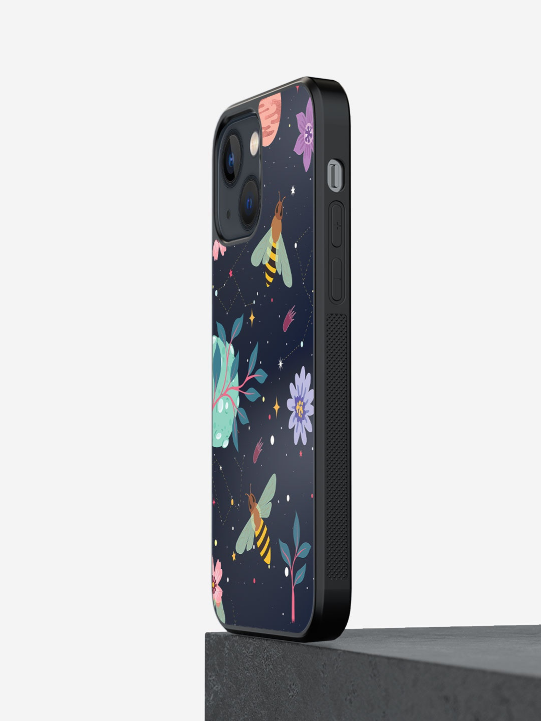 

macmerise Space Bees Printed iPhone 13 Phone Bumper Case Cover, Navy blue