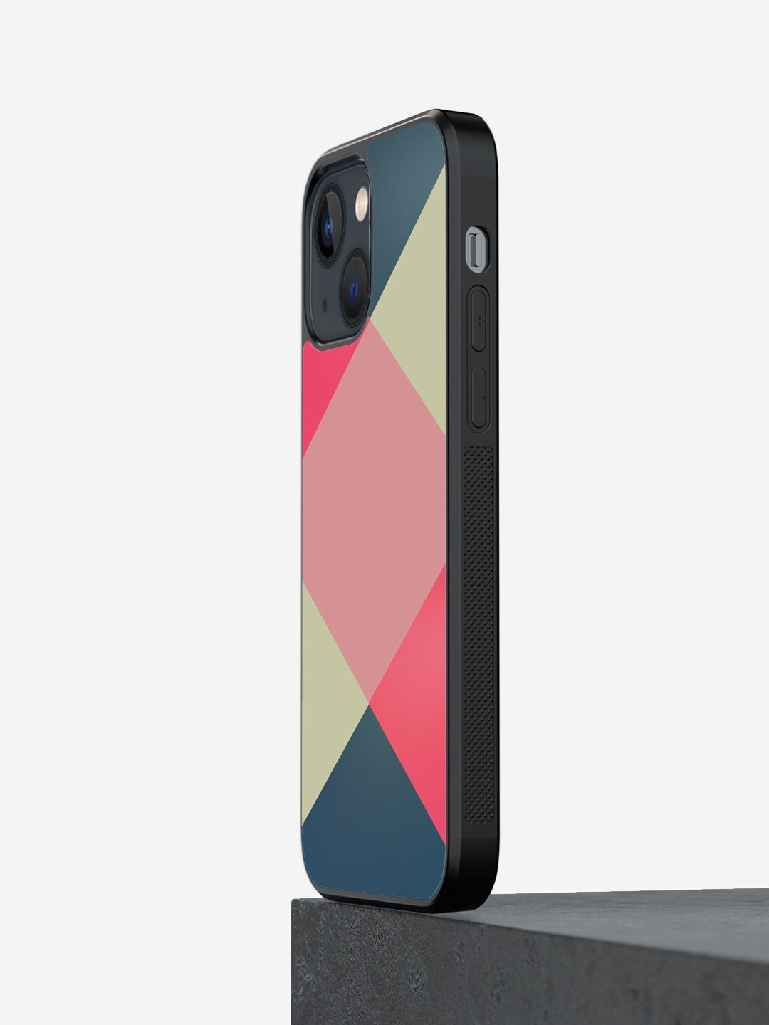 

macmerise Criss Cross Geometric Printed iPhone 13 Mini Bumper Case Cover, Pink
