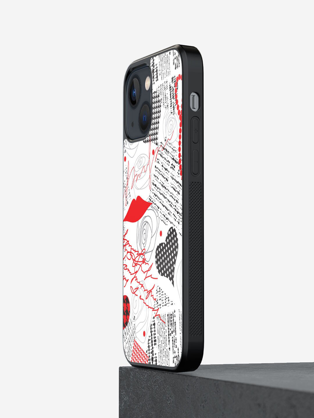 

macmerise Love Printed iPhone 13 Bumper Case Cover, White