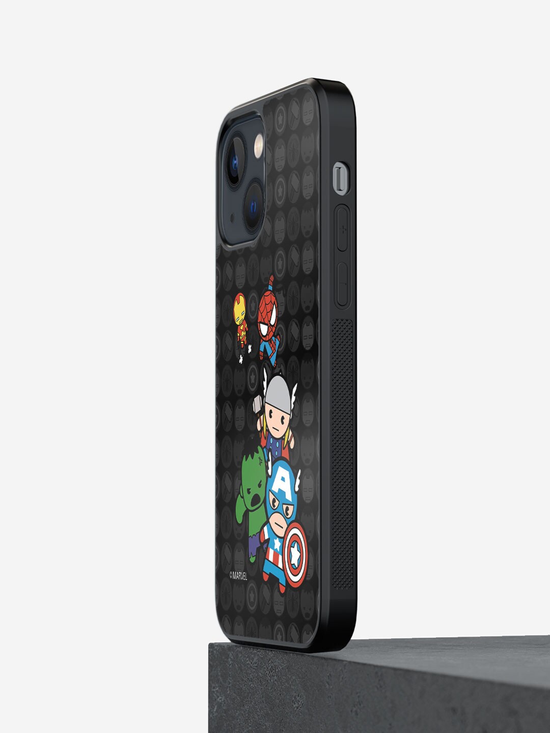 

macmerise Kawaii Marvel Comics iPhone 13 Mini Bumper Case, Black