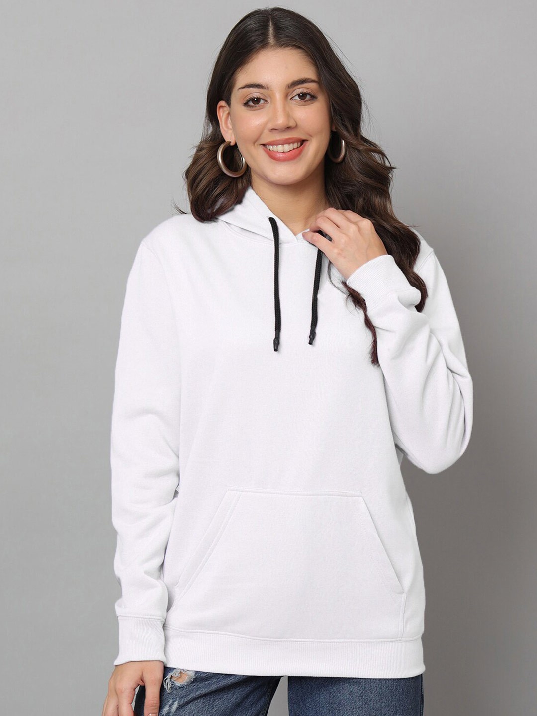 

urSense Fleece Hooded Oversized Pullover Sweatshirt, White