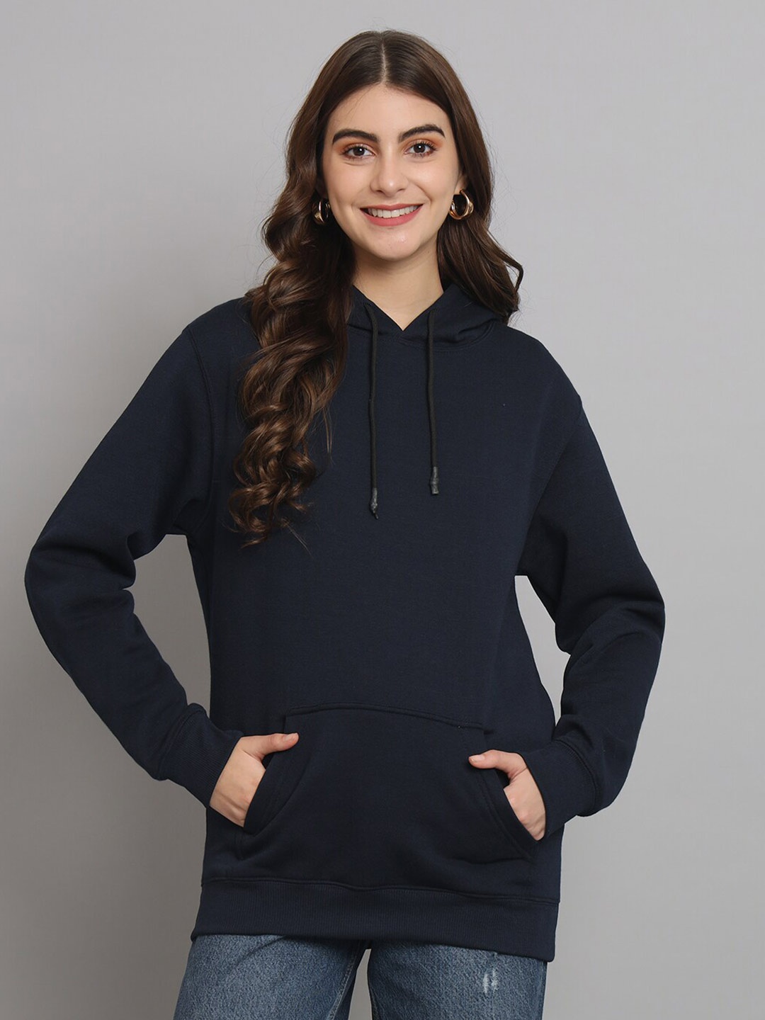 

urSense Fleece Hooded Oversized Pullover Sweatshirt, Navy blue