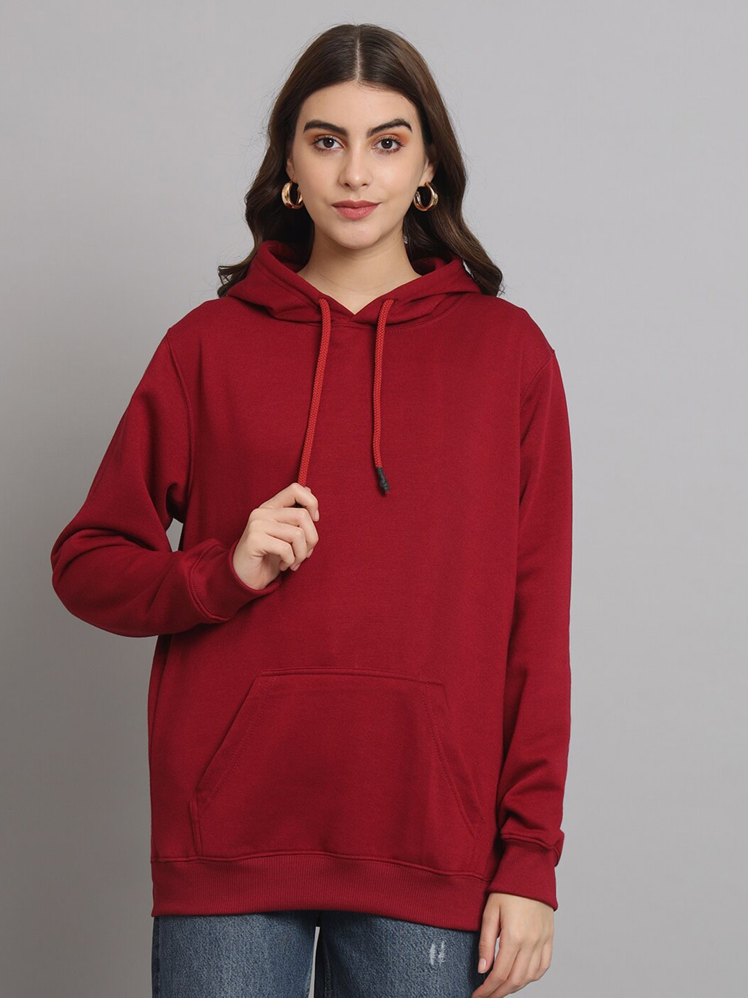 

urSense Fleece Hooded Oversized Pullover Sweatshirt, Maroon