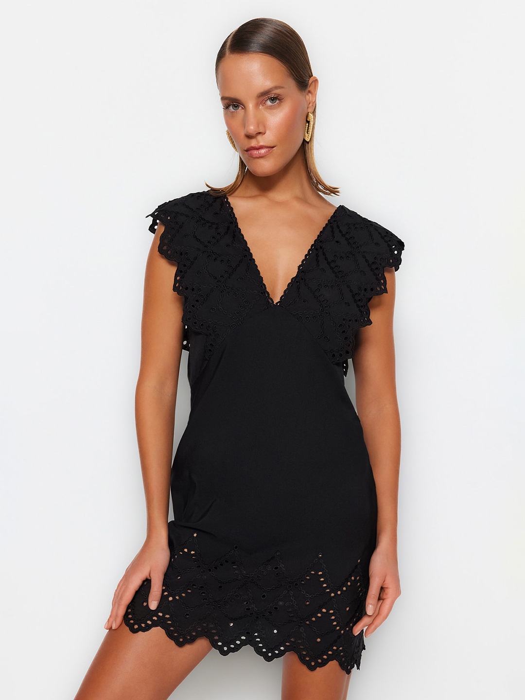 

Trendyol V-Neck Sheath Mini Dress, Black
