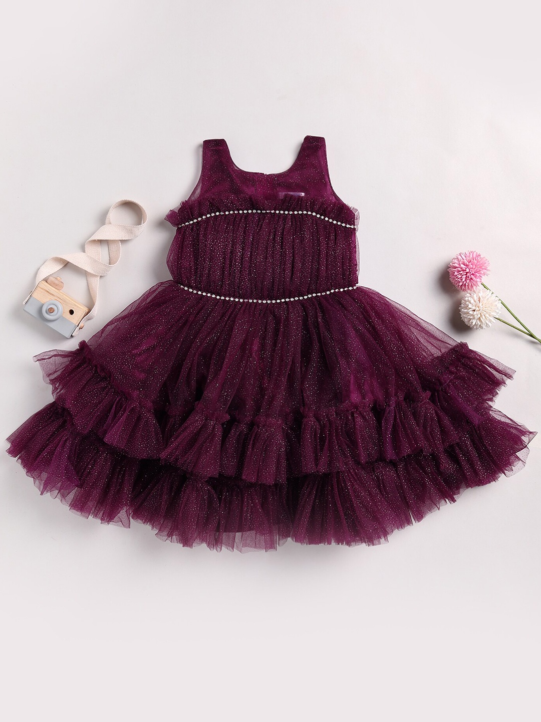 

Toonyport Girls Net Fit & Flare Dress, Purple