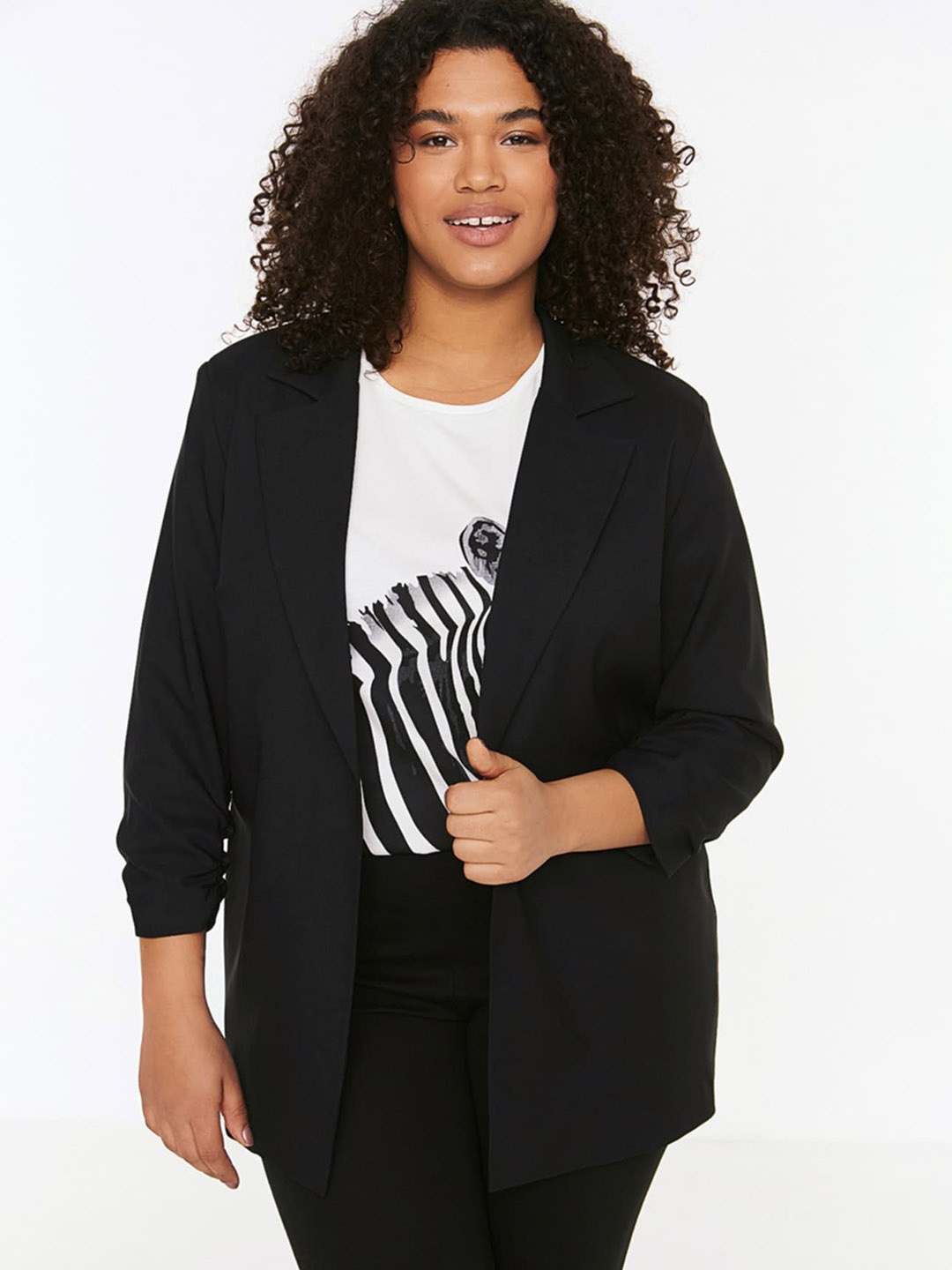 

Trendyol Open Front Casual Blazer, Black