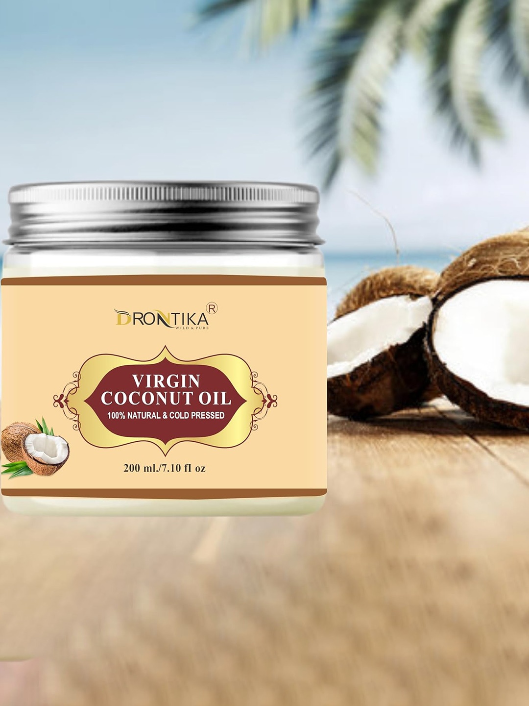 

DRONTIKA Virgin Natural Cold Pressed Coconut Oil - 200ml, Peach