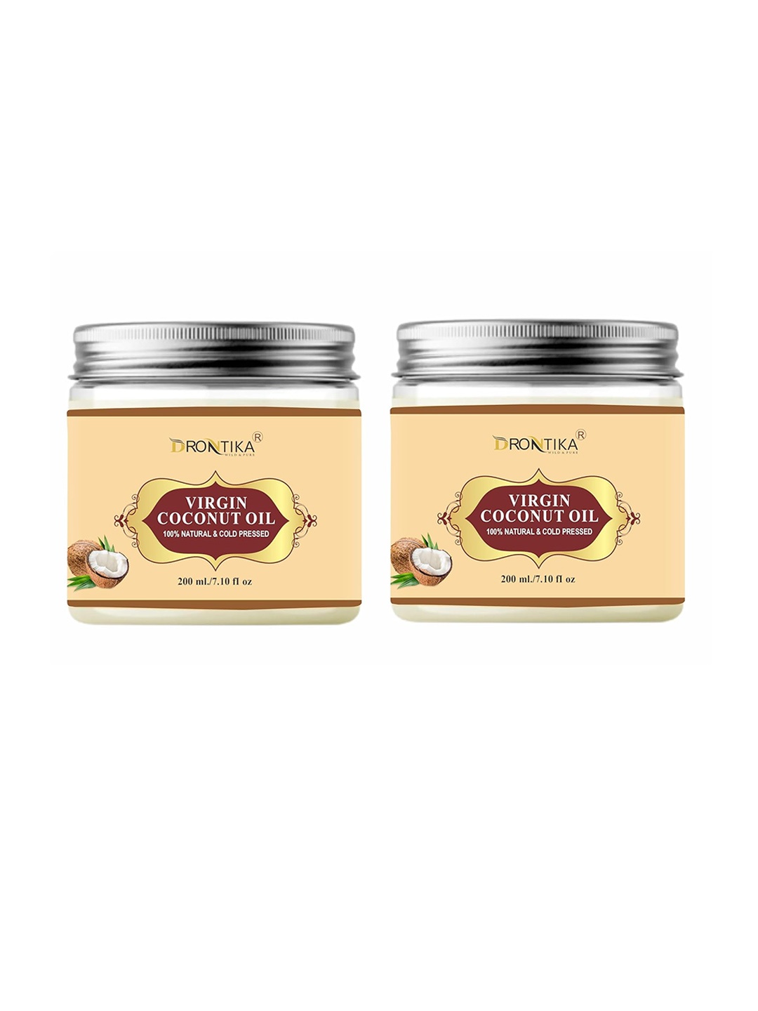 

DRONTIKA Set Of 2 Natural Cold Pressed Virgin Coconut Oil - 200ml Each, White