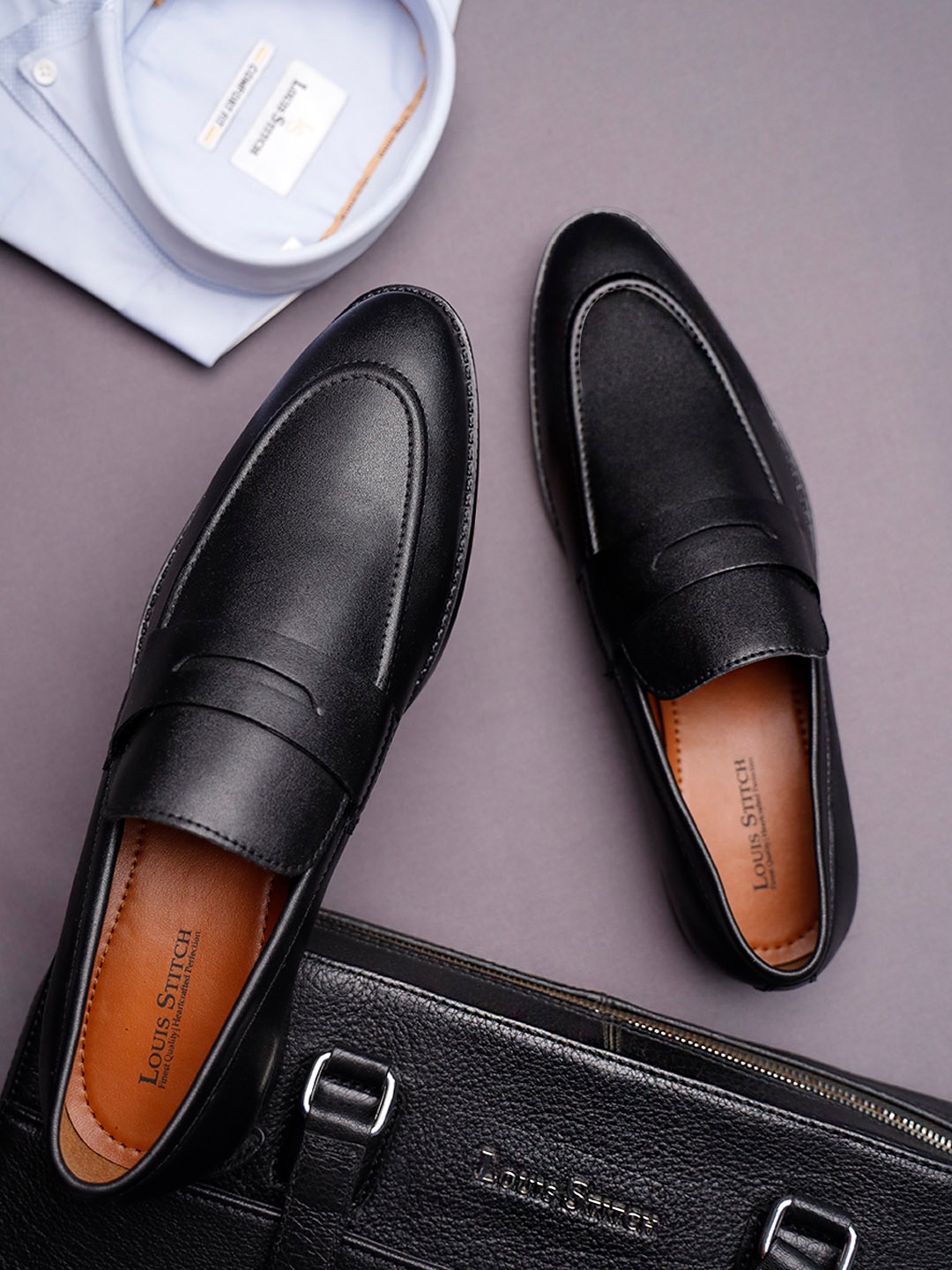 

Men Leatherette Moccasins Formal Shoes, Black