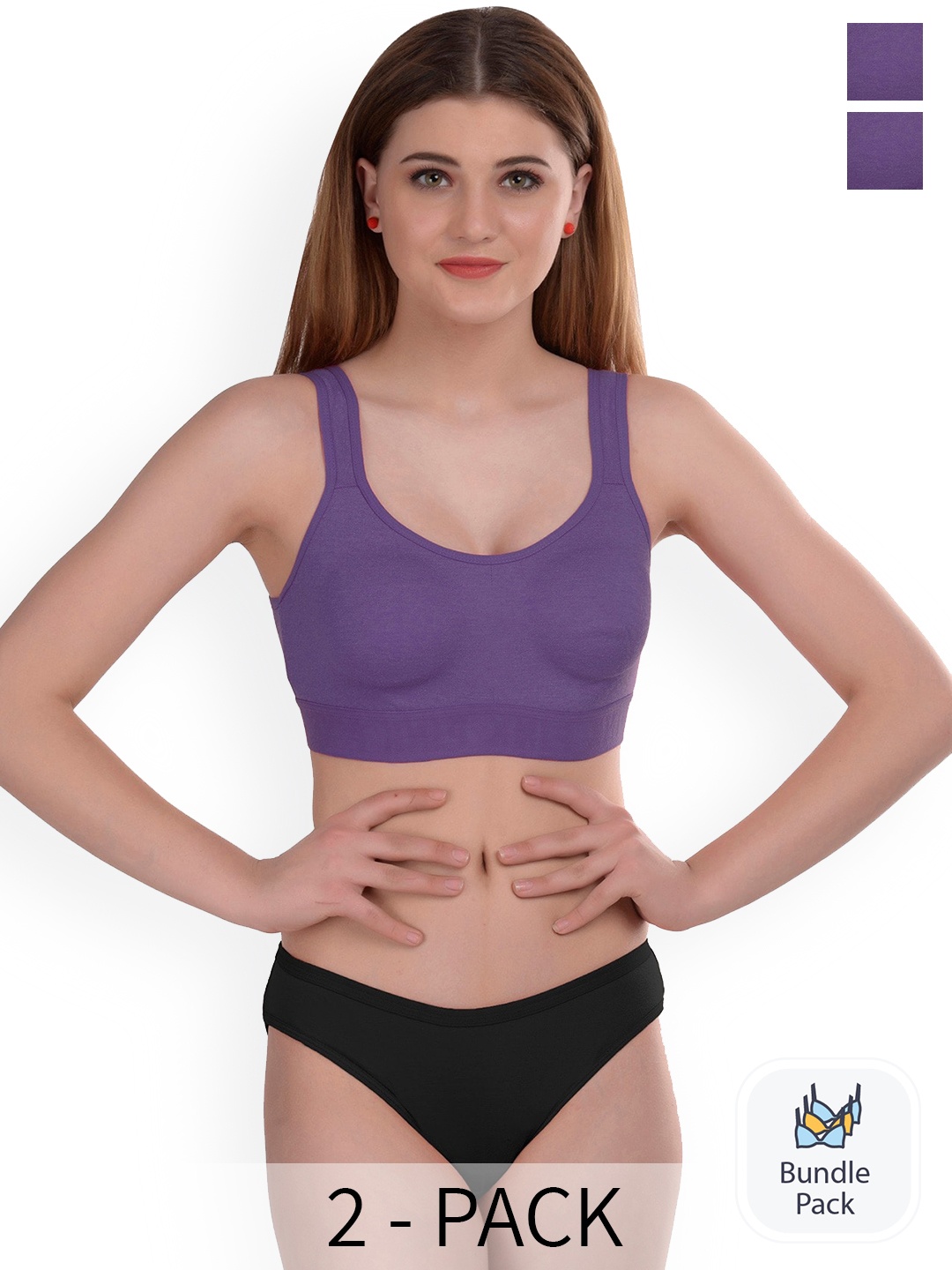 

AROUSY Pack of 2 Cotton Briefs Lingerie Set, Purple