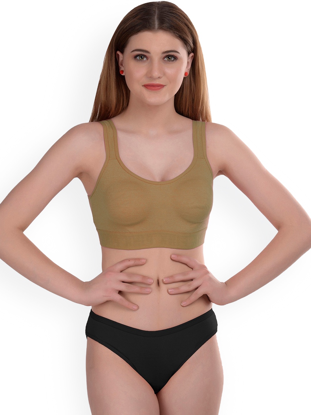 AROUSY Cotton Briefs Lingerie Set, Brown