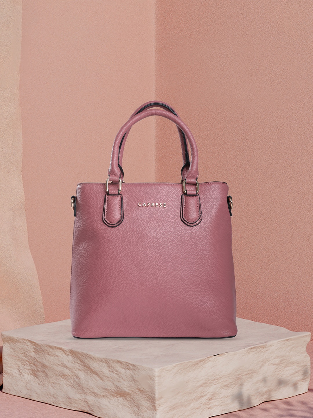 

Caprese Leather Structured Handheld Bag, Pink