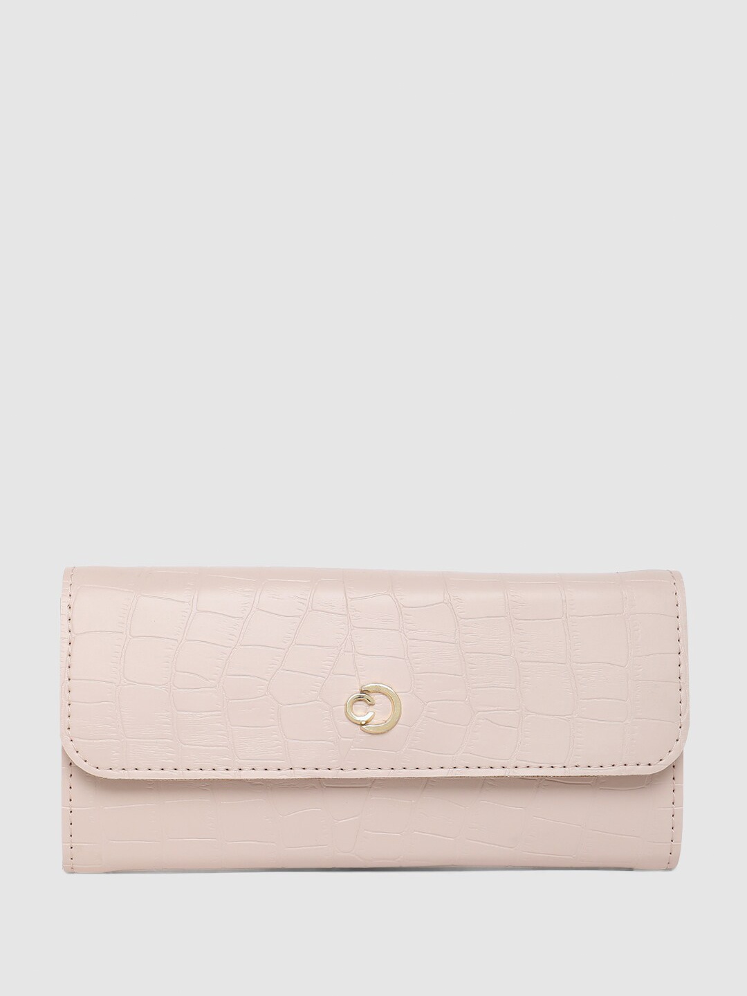 

Caprese Textured Leather Envelope Wallet, Pink