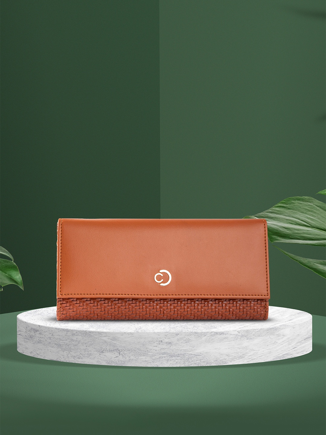 

Caprese Women Textured Leather Two Fold Wallet, Tan