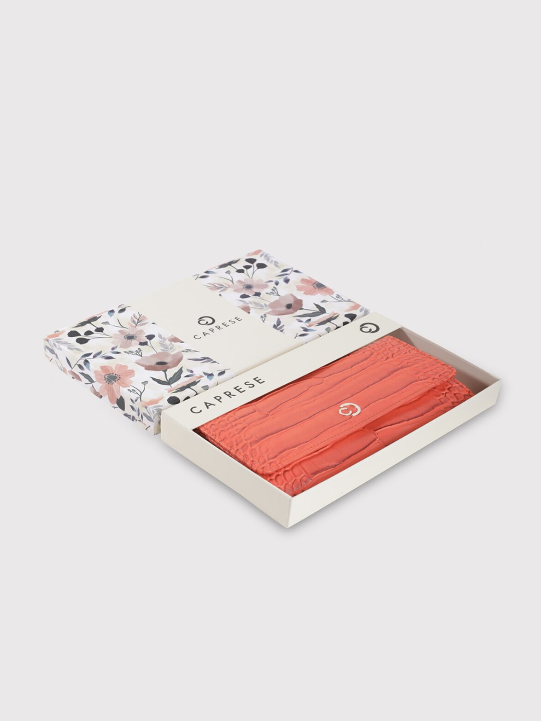 Caprese Textured Leather Envelope Wallet, Orange