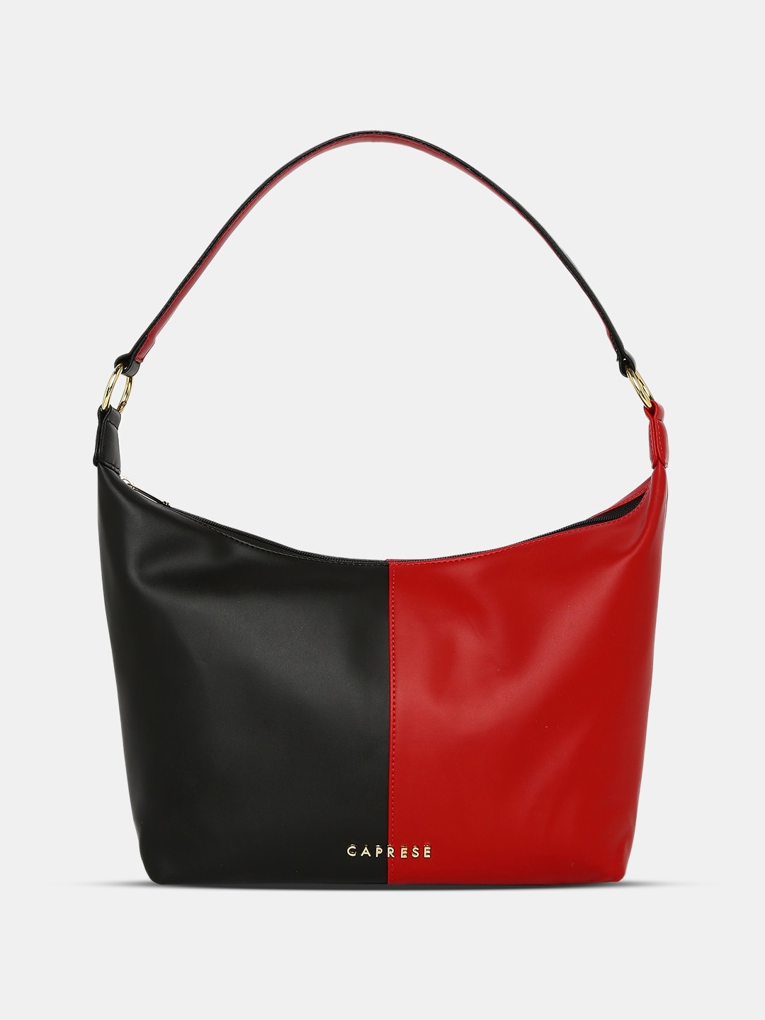 

Caprese Colourblocked Leather Structured Hobo Bag, Black