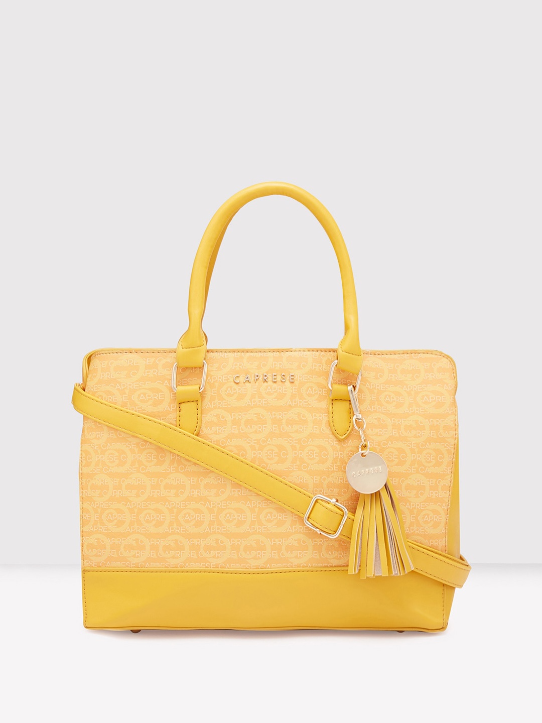 

Caprese Leather Shopper Oversized Satchel Bag with Tasselled, Yellow