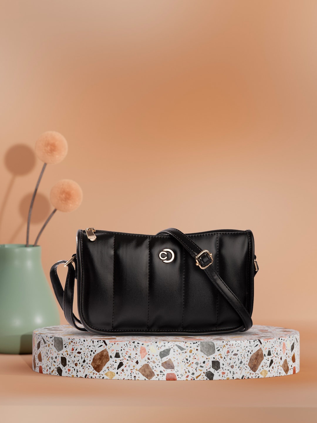 

Caprese Structured Leather Handheld Bag, Black