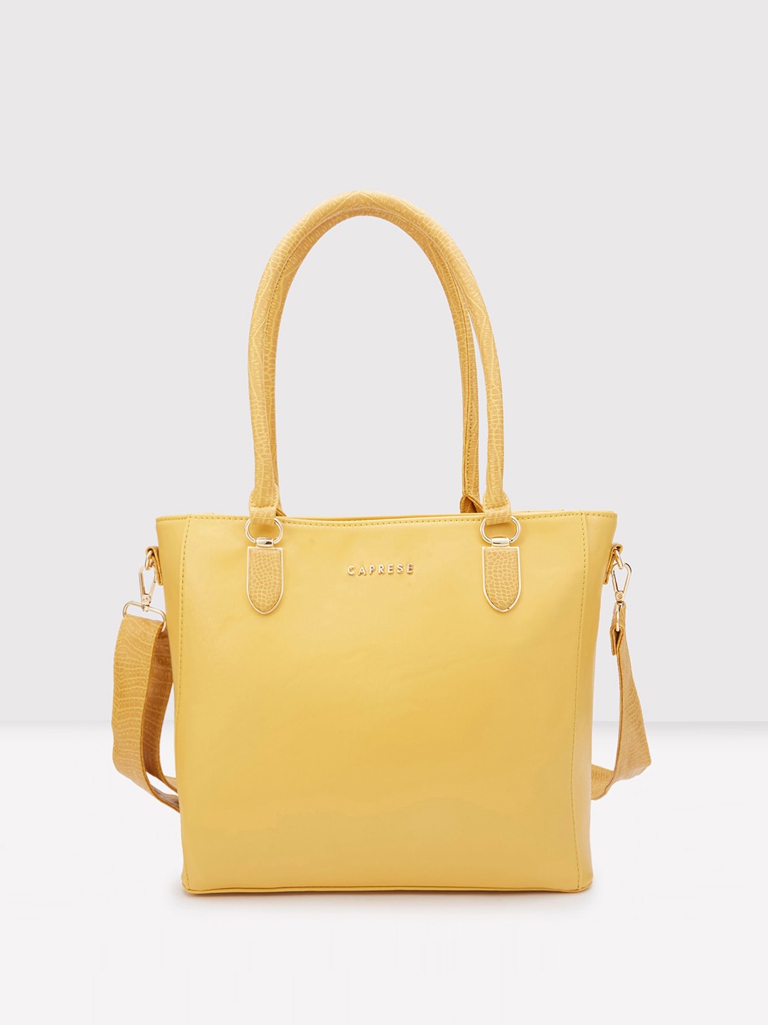 

Caprese Leather Structured Shoulder Bag, Yellow