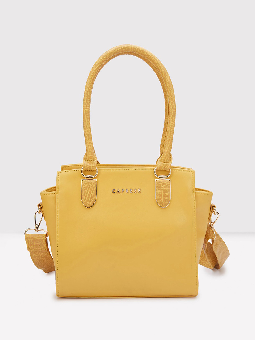 

Caprese Structured Leather Handheld Bag, Yellow