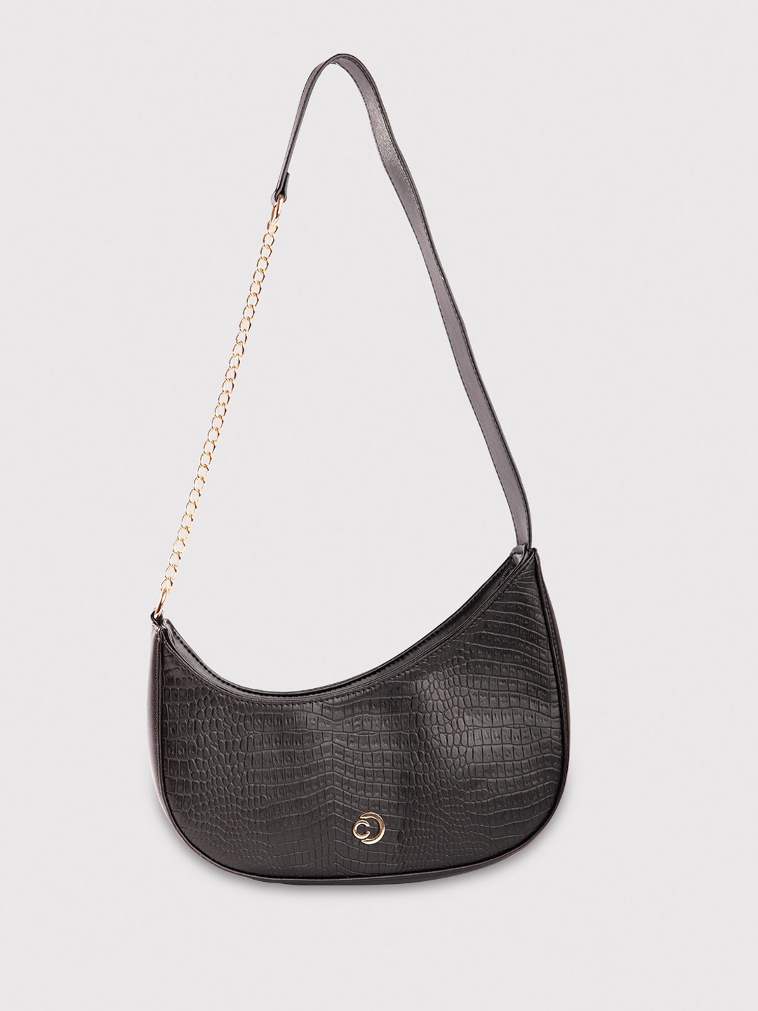 

Caprese Textured Leather Bucket Hobo Bag, Black