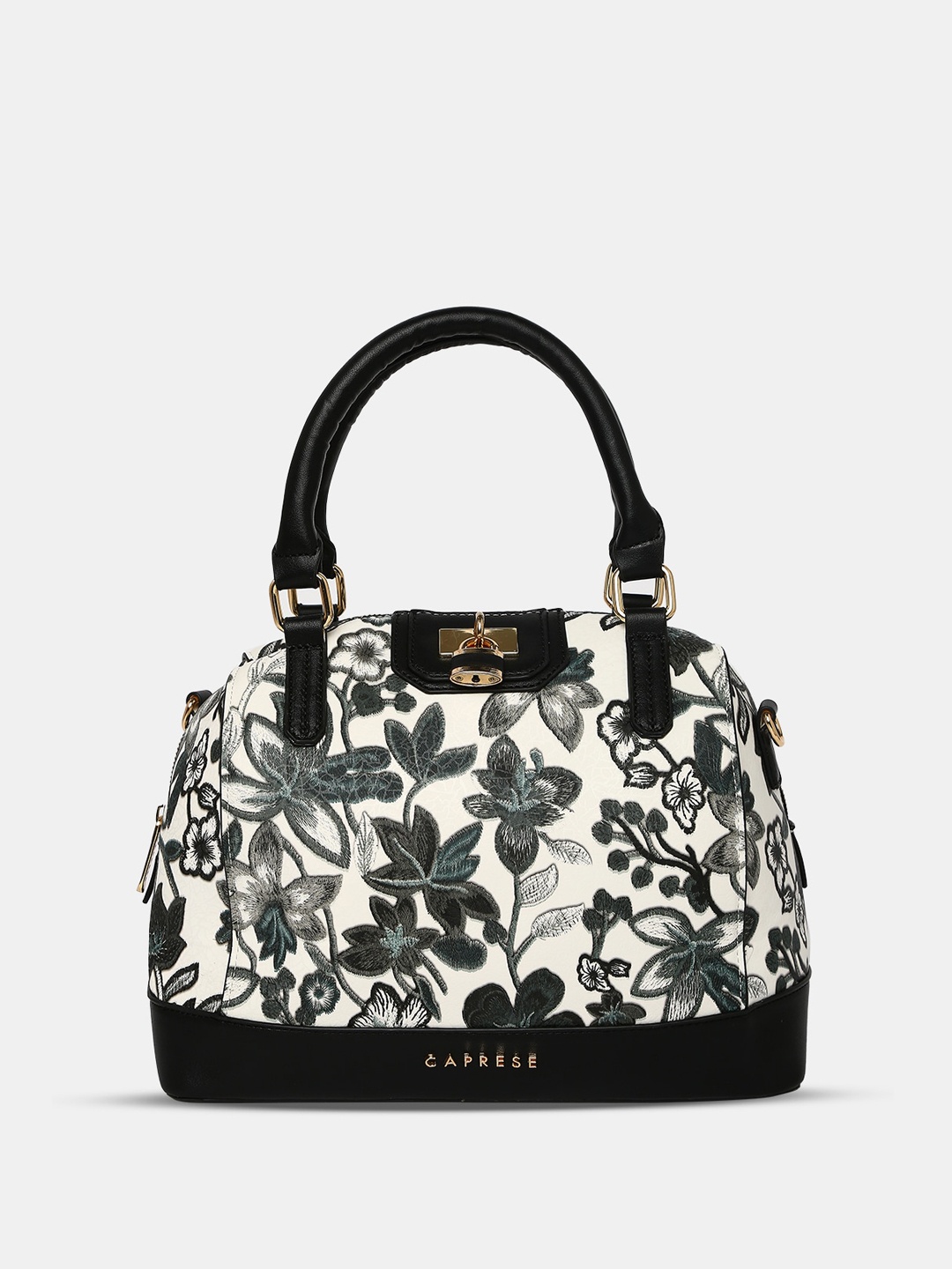 

Caprese Floral Printed Leather Structured Handheld Bag, Grey