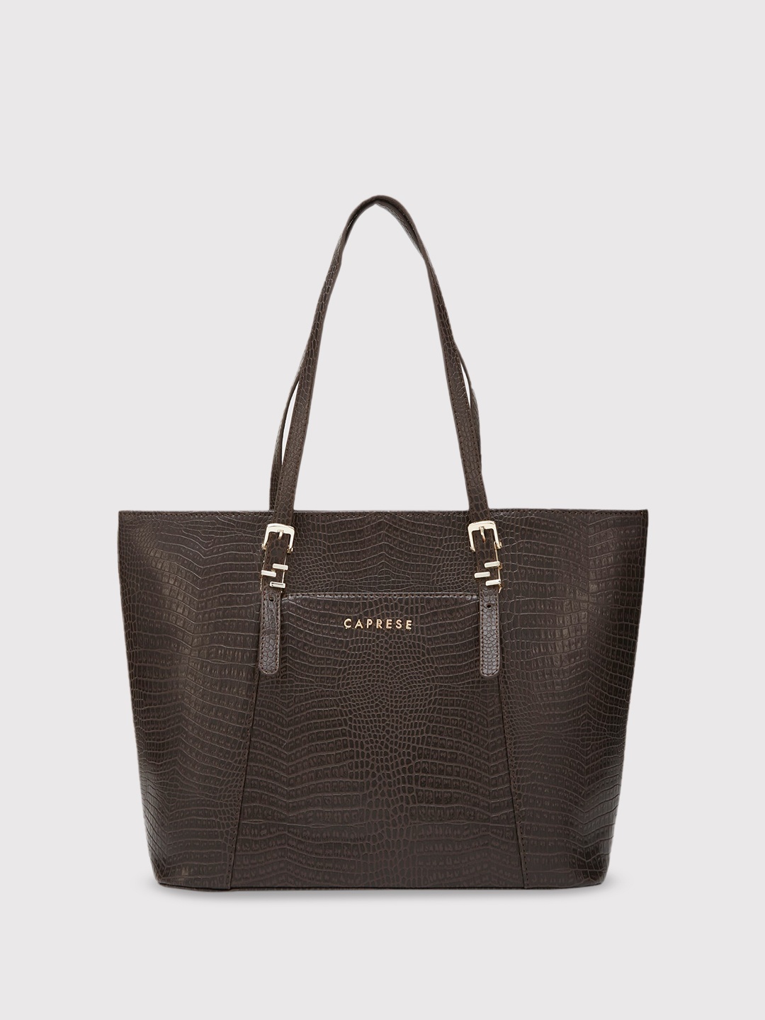 

Caprese Textured Leather Oversized Structured Shoulder Bag, Brown