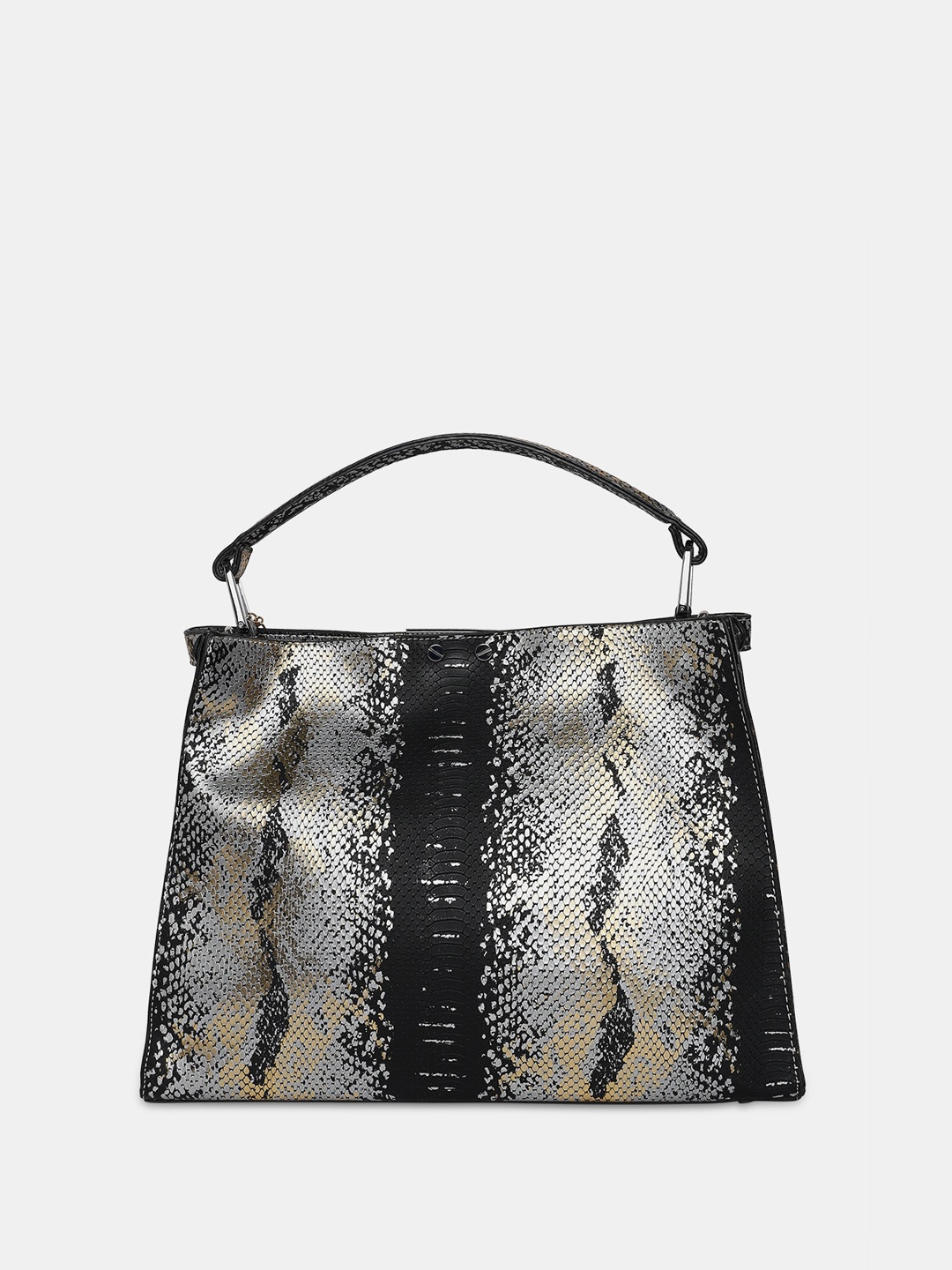 

Caprese Abstract Printed Leather Structured Handheld Bag, Black